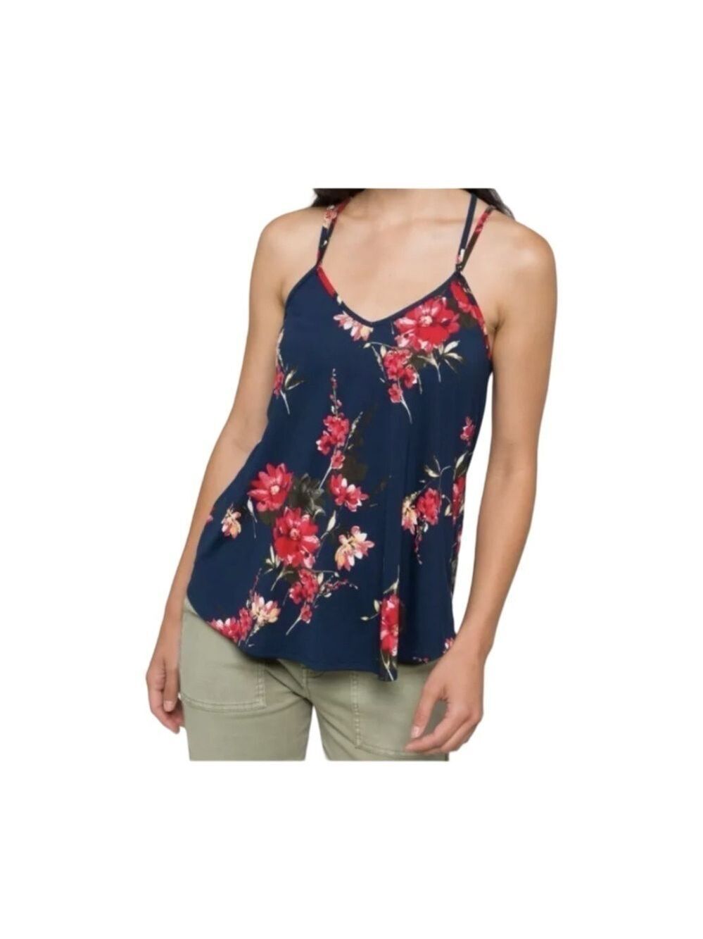 Papermoon Women's Plus Size Floral & Navy Blue Sleeveless Tank Top NWT Size 2X